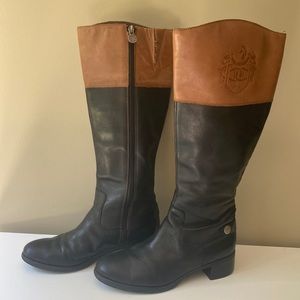 Etienne Aigner black brown leather equestrian riding boots size 7 fall winter